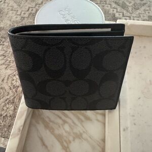 Coach Men's Signature Canvas Bifold Wallet - Black/Charcoal